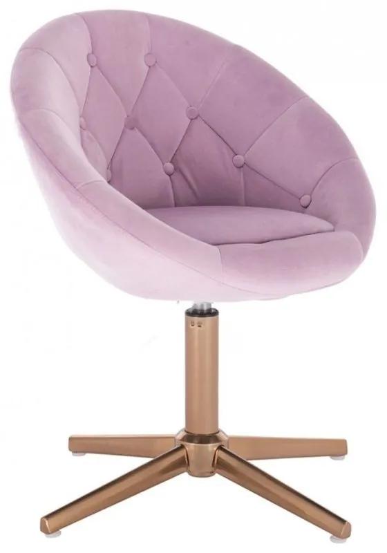 LuxuryForm DESIGN Kreslo VERA VELUR na zlatom kríži - levanduľa