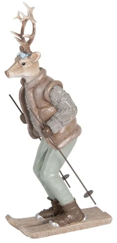 Decorative Figurine Deer 16x11x33 Cm Brown Plastic - 16.0 cm