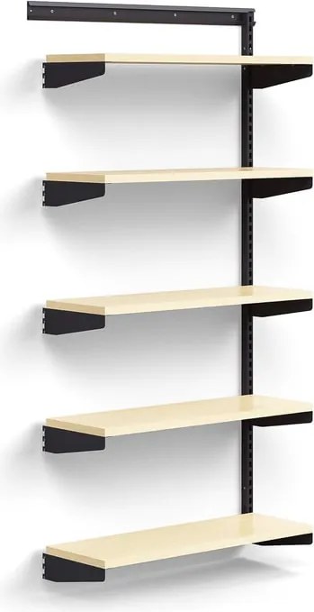 Nástenný regál RELY, prídavná sekcia, laminátové police, 1800x900x300 mm, antracit/buk