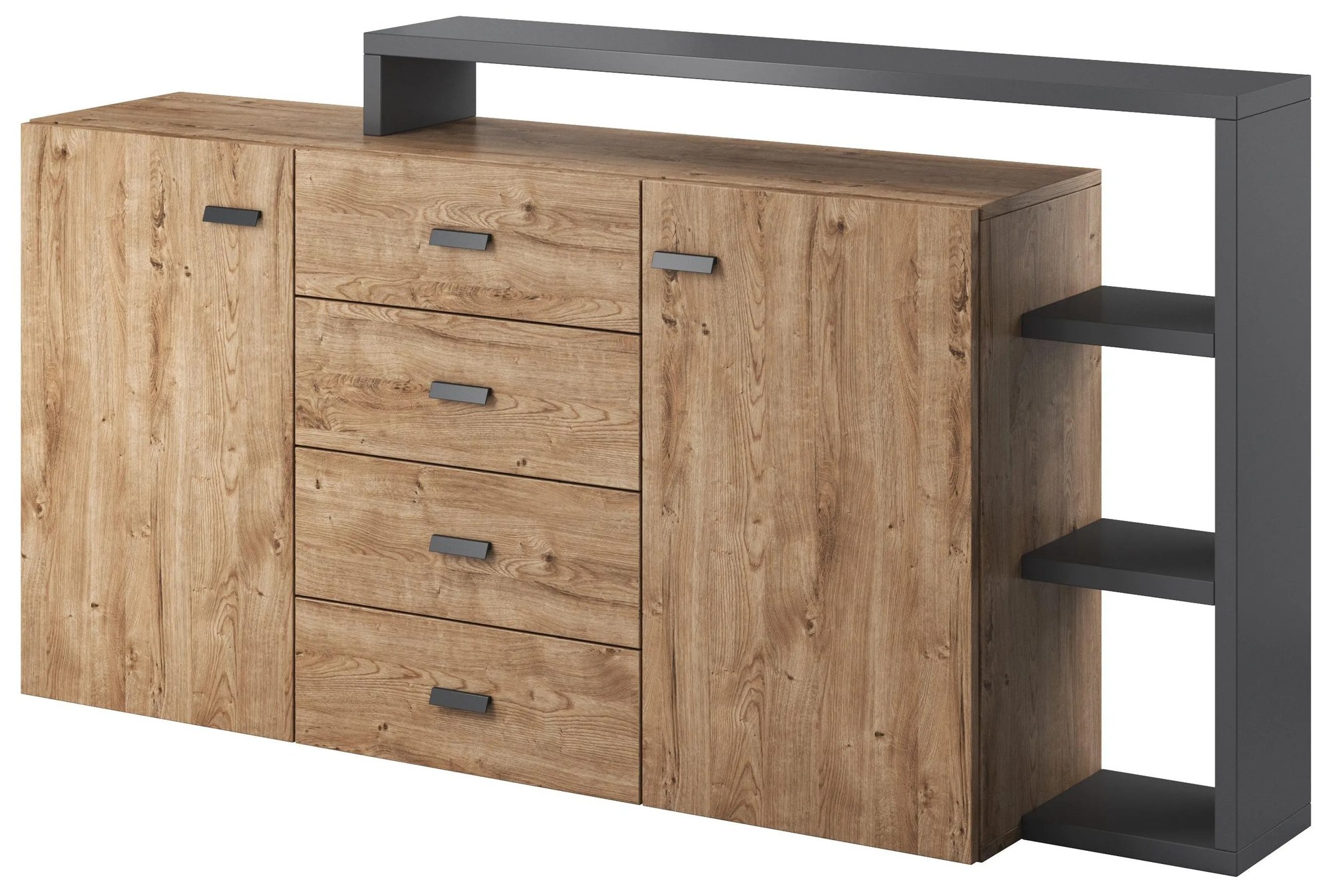 Komoda Bilsby Typ 27 (dub ribbec + sivá). Akcia -21%. Vlastná spoľahlivá doprava až k Vám domov. 1030330