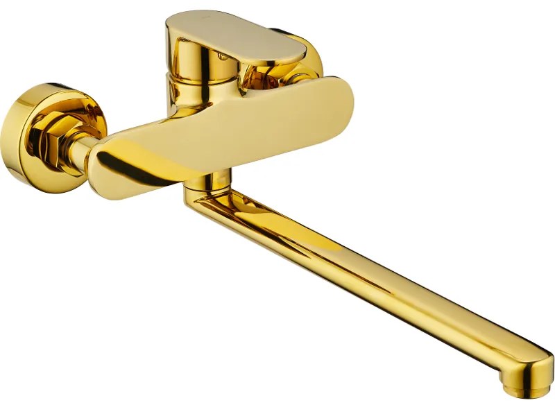 Mexen Milo - vaňová batéria s dlhou výlevkou, zlatá, 71335-50
