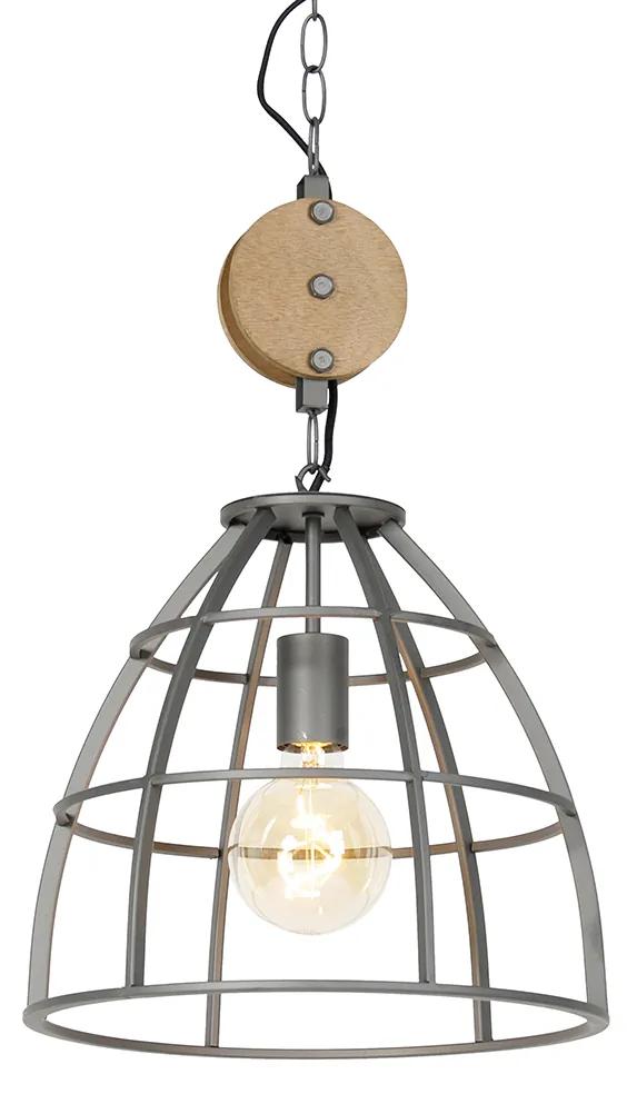 Inteligentné závesné svietidlo tmavosivé s drevom 34 cm vrátane Wifi G95 - Arthur
