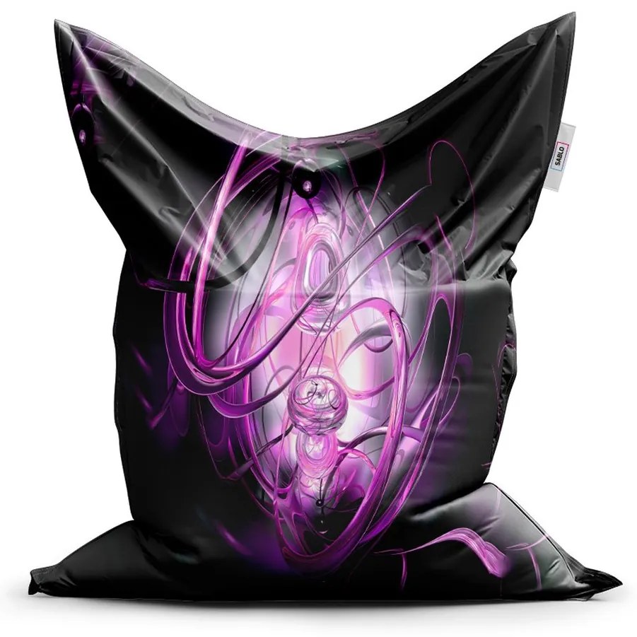 Sedací vak Classic fialová abstrakcia - detský, čierna / fialová