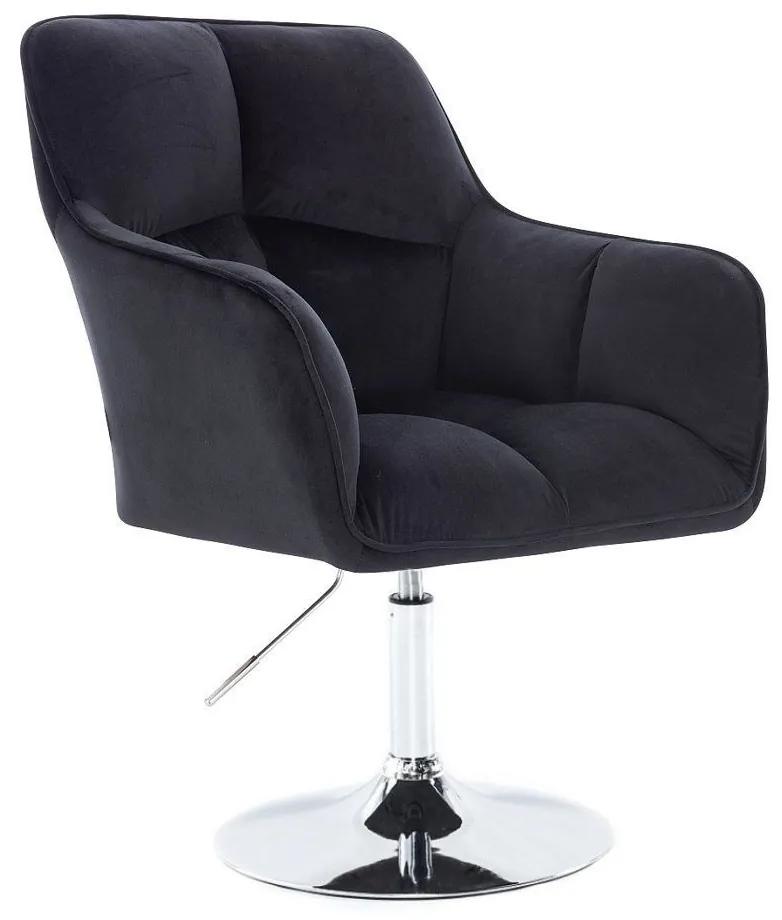 LuxuryForm DESIGN Kreslo AMALFI VELUR na striebornom tanieri - čierne