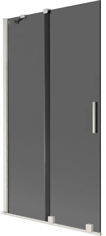 Mexen Velar, 2-krídlová posuvná vaňová zástena 100 x 150 cm, 8mm šedé sklo, brúsená oceľ, 896-100-000-41-97