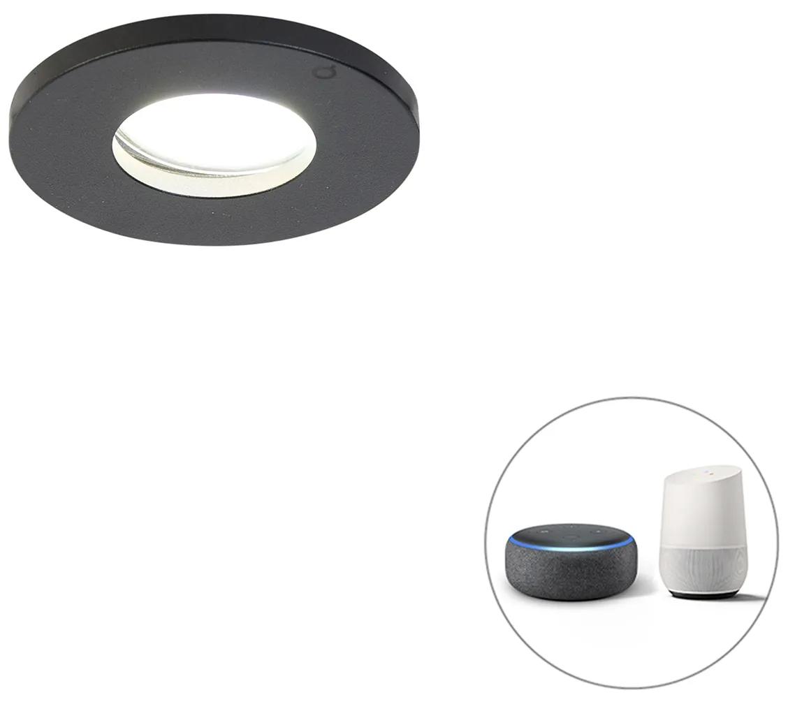 Inteligentné zapustené bodové svetlo do kúpeľne čierne vrátane Wifi GU10 - Shed