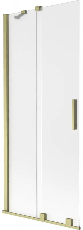 Mexen Velar, 2-krídlová posuvná vaňová zástena 85 x 150 cm, 8mm sklo námraza, zlatá matná, 896-085-000-31-55