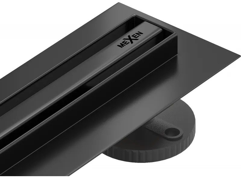 Mexen Flat nerezový sprchový žľab s rotačným 360° sifónom 110 cm, vzor SLIM, čierna, 1741110