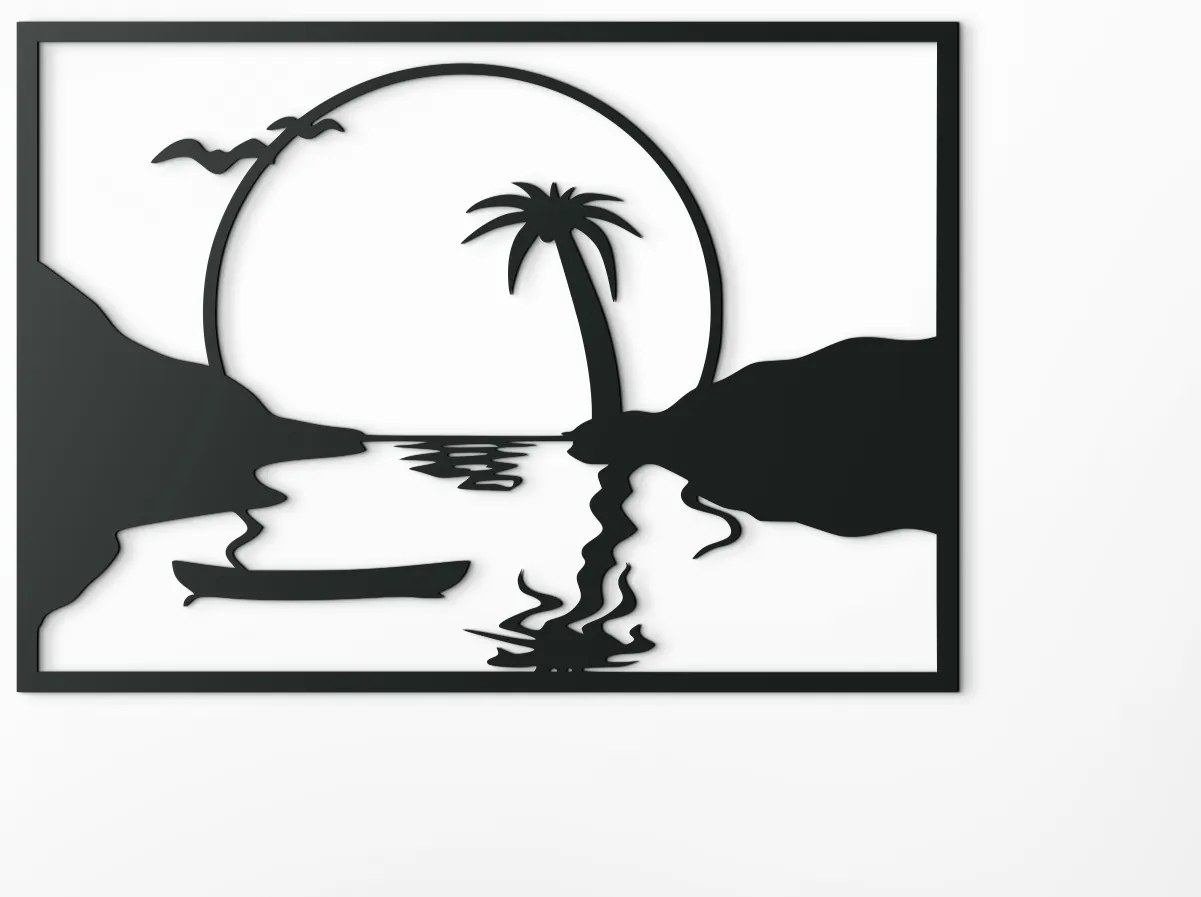 drevko Drevený obraz Romantický západ slnka Rozmer obrazu: 31,5 x 44,5 cm, Farba dekorácie: Čierna