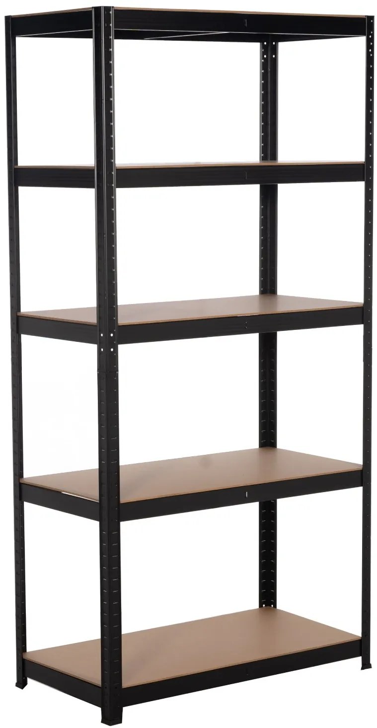 Kovový regál BestBerg BBMS-10B / 90 x 180 x 40 cm / 5 políc / čierna / hnedá