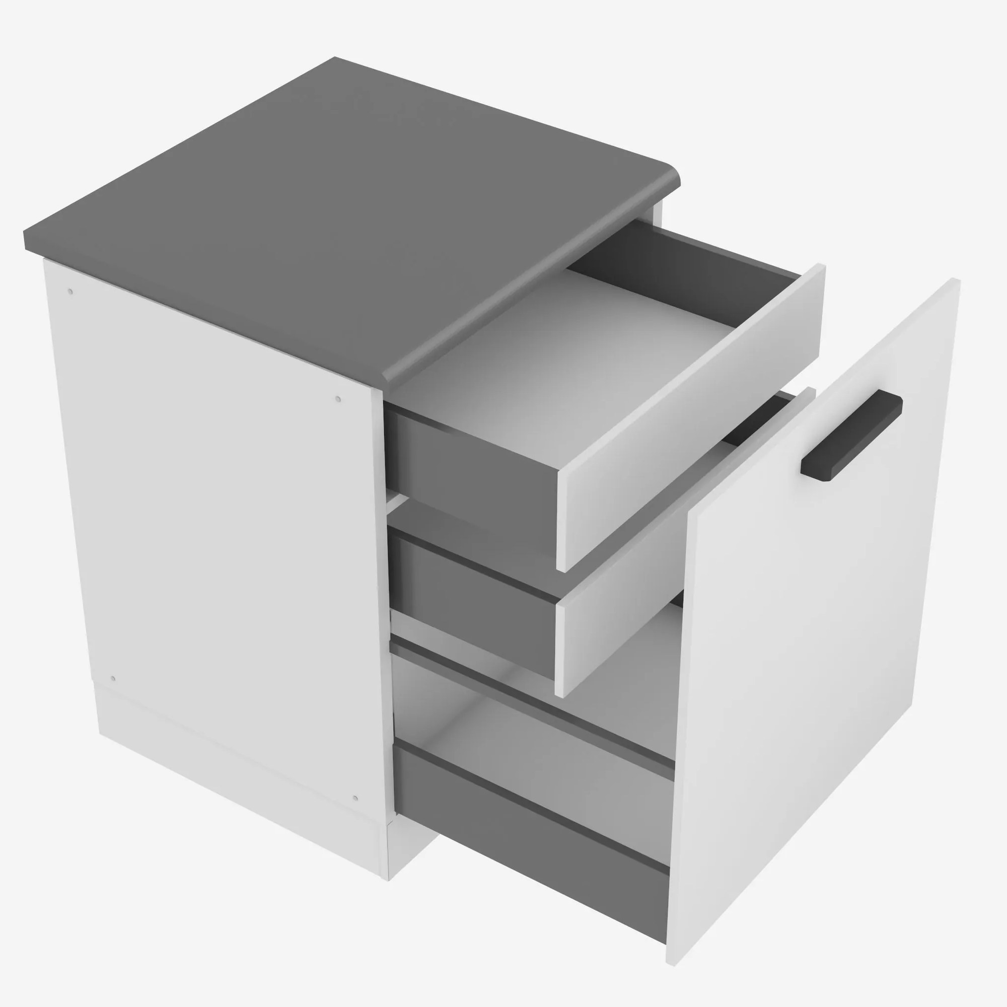 Kuchynská skrinka spodná 60 cm šuflíky vnútorné TOR SDSZW60/0/WT/WT/B/B1/PP