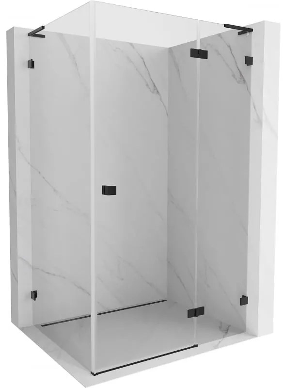 Mexen Lunar, L pravý výklopný sprchový kút 95 x 70 cm, 8mm číre sklo, čierny profil, 834L-095-070-70-00-P