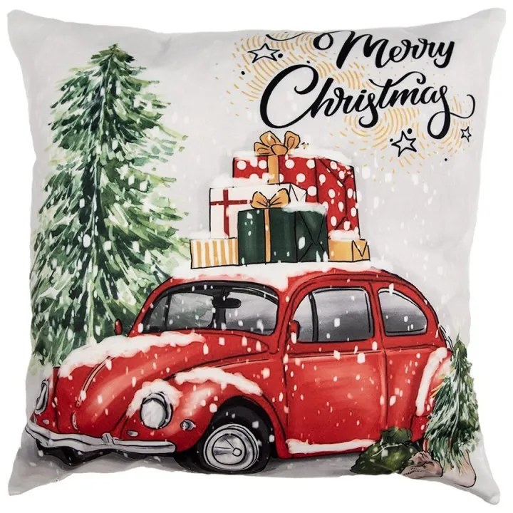 Vianočná obliečka na vankúš s chrobákom a darčekmi Merry Christmas - 45*45 cm
