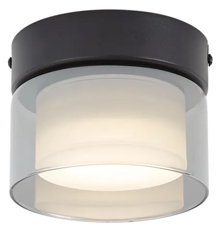 Moderné stropné svietidlo čierne s dymovým sklom - Puck