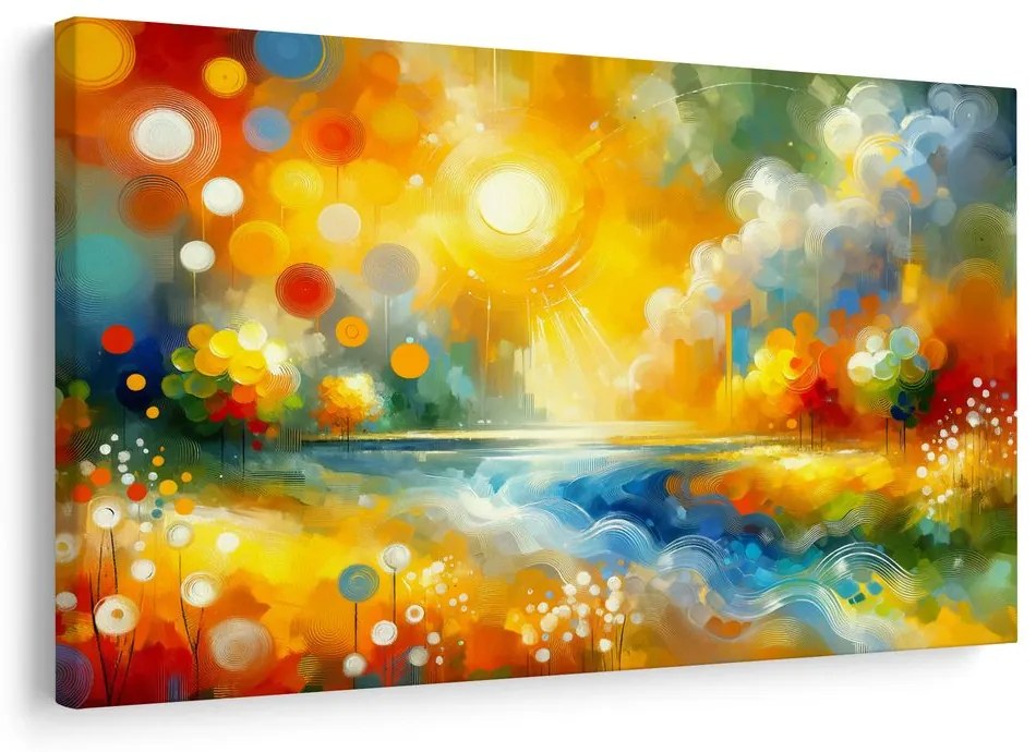 Obraz žiarivé slnko nad riekou