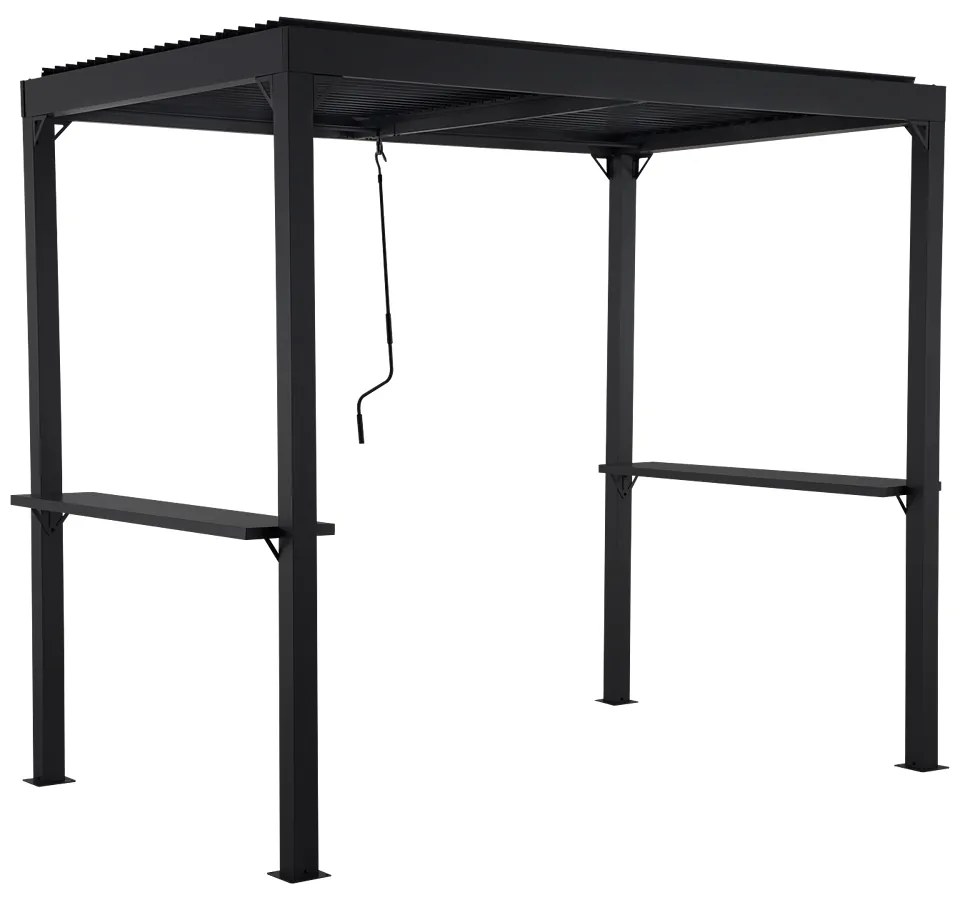 Sunfun Melina Pergola s nastaviteľnou strechou BBQ, pôdorysný rozmer: 2,5 × 1,6 m, výška: 2,2 m, čierna, antracit