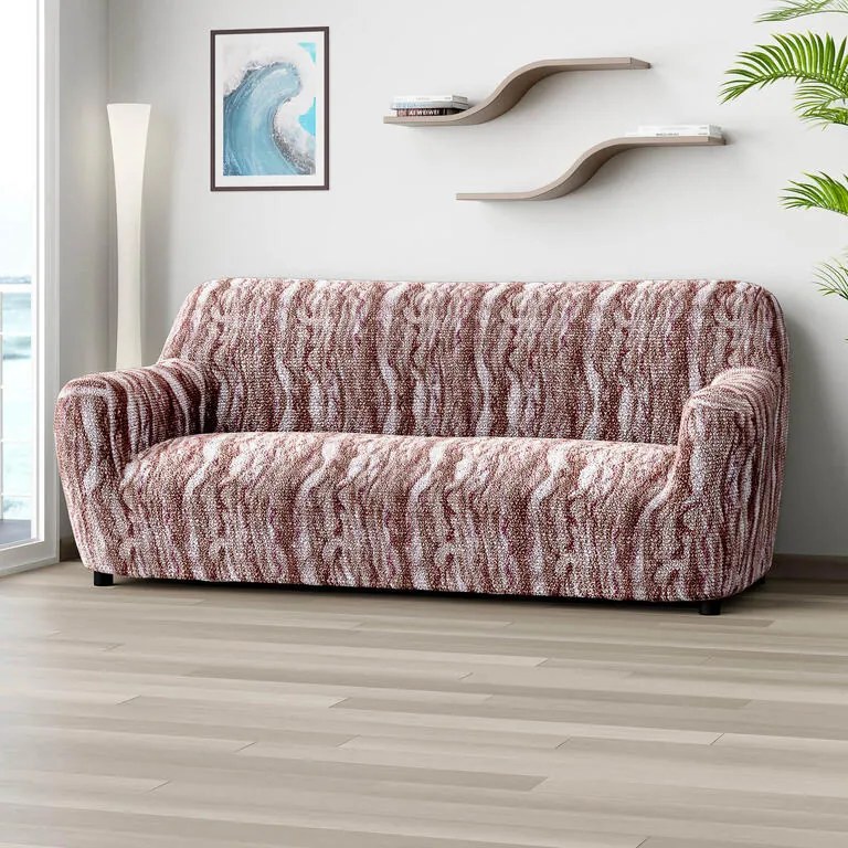 Bielastické poťahy OCEANO NOVÉ hnedo-vínové trojkreslo (š. 170 - 220 cm)