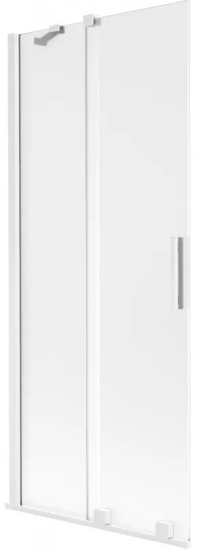 Mexen Velar, 2-krídlová posuvná vaňová zástena 80 x 150 cm, 8mm sklo námraza, biela matná, 896-080-000-31-20
