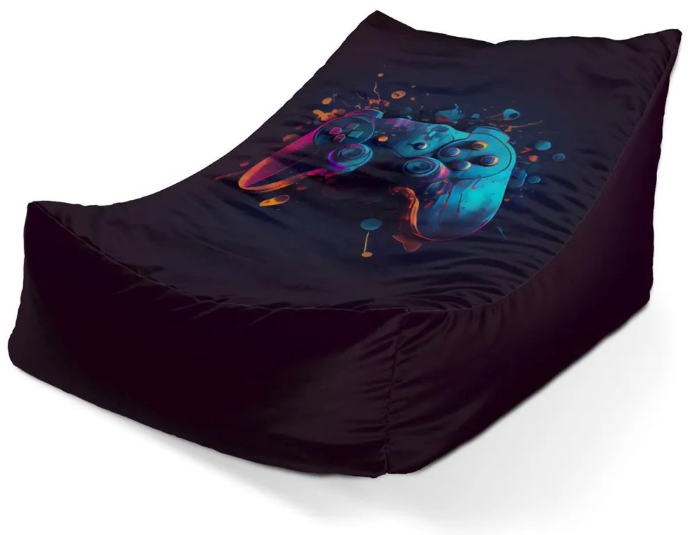 Sedací vak Lounge ovládač Abstract - detský, čierna