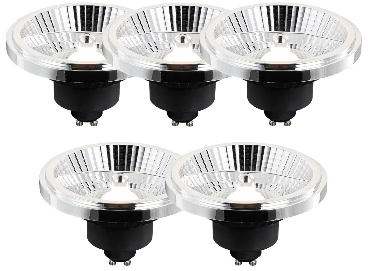 Sada 5 GU10 3-stupňových stmievateľných LED žiaroviek AR111 10W 800 lm 2700 - 3700K