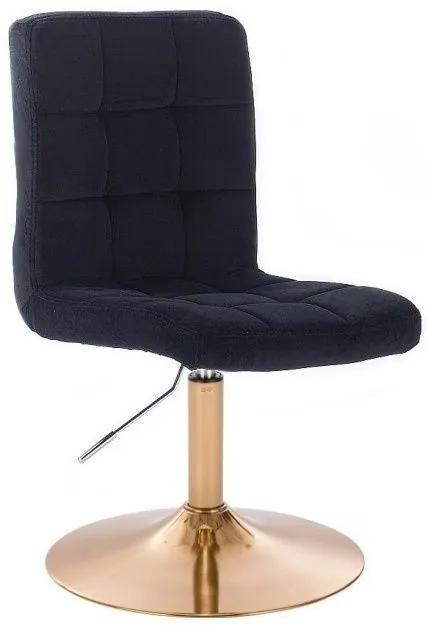 LuxuryForm DESIGN Stolička TOLEDO VELUR na zlatom tanieri - čierna
