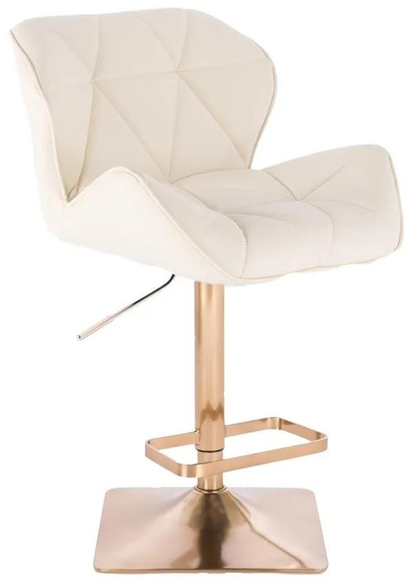 LuxuryForm DESIGN Barová stolička MILANO na zlatej hranatej podstave - krémová