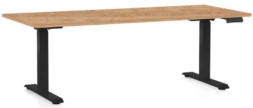 Výškovo nastaviteľný stôl OfficeTech D, 180 x 80 cm, čierna podnož, dub kraft