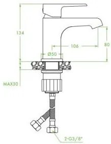 Laveo Largo, umývadlová batéria h-134, chrómová-biela, LAV-BAH_622D