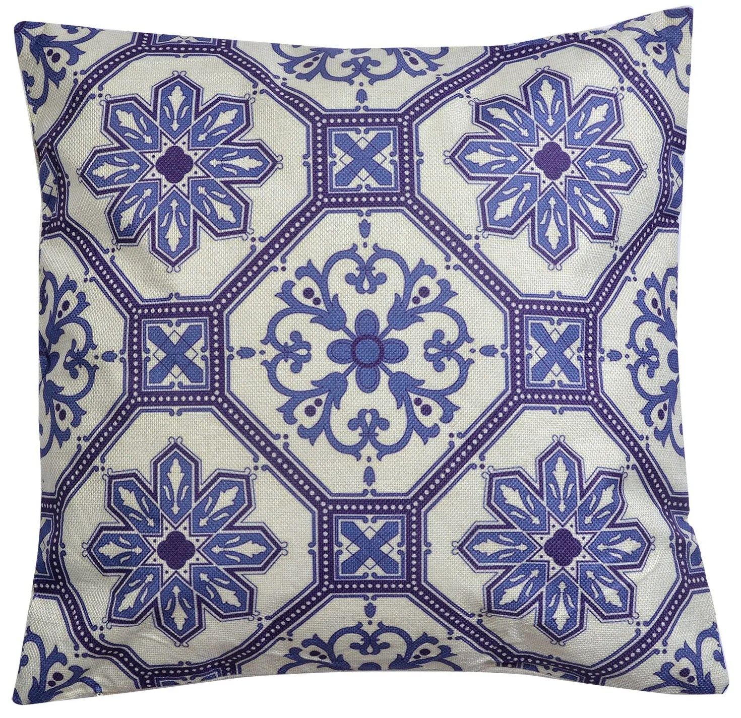 Vankúš s modrými ornamentmi - 43 * 43 cm