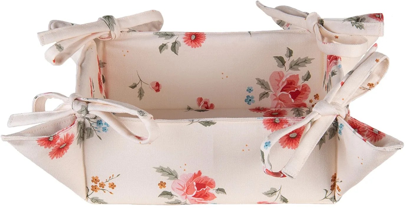 Bavlnený obojstranný košík na pečivo s kvetmi Litttle Rose Collection - 35*35*8 cm