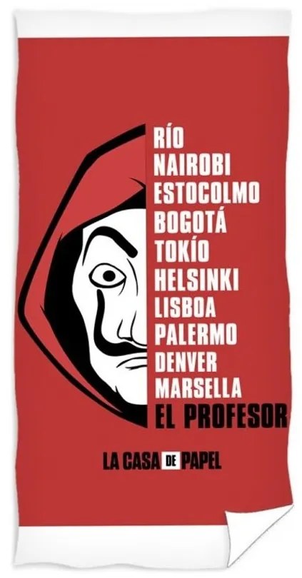 Bavlnená osuška Papierový dom - La casa de papel - Money Heist - motív El profesor - 100% bavlna - 70 x 140 cm