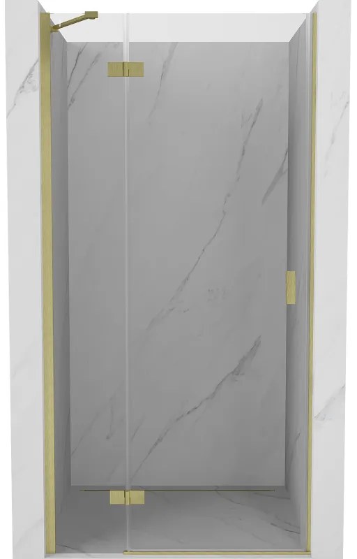 Mexen Mist-H, 1-krídlové sprchové dvere ľavé 75 cm, číre sklo, zlatý matný profil, 8A5-075-000-55-00-L