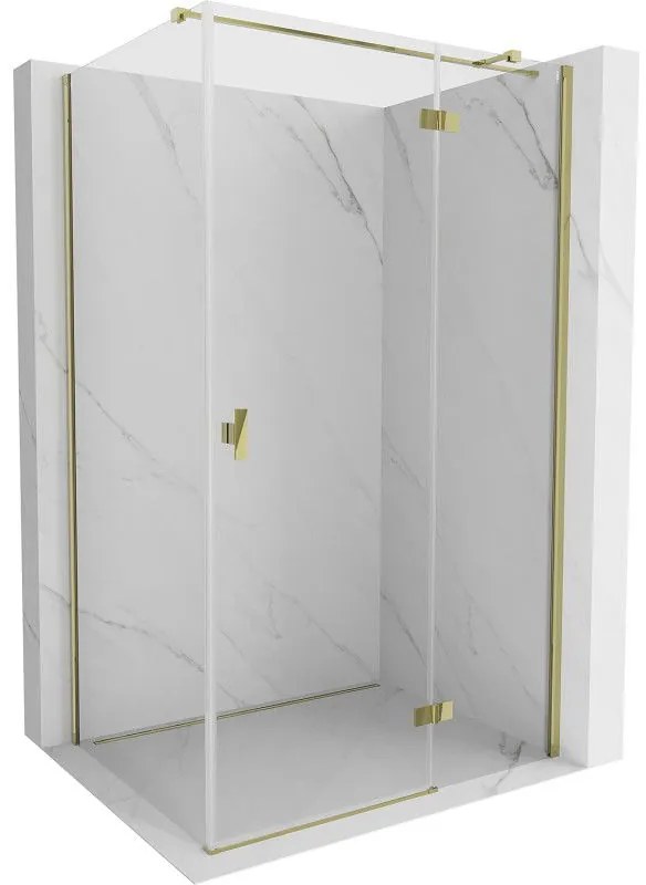 Mexen Mist H T, sprchový kút s výklopnými dverami pravý 115 x 75 cm, číre sklo, zlatá, 8A5T-115-075-50-00-P