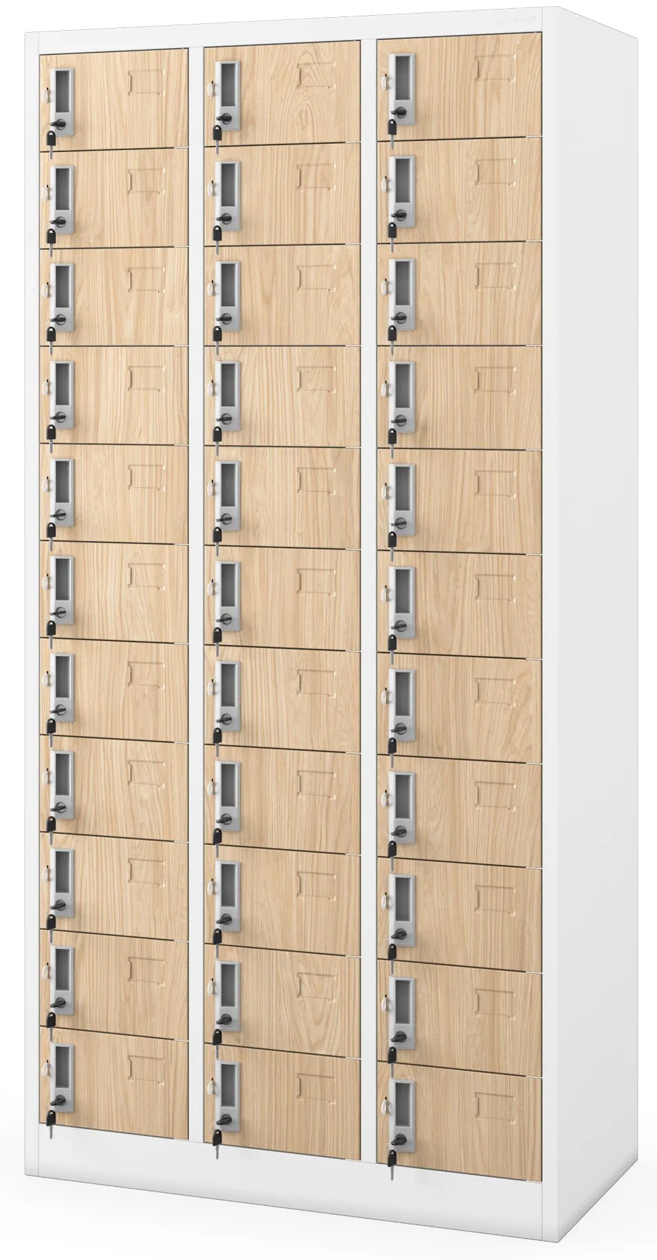 Kovová skriňa do dielne OLIVER, 900 x 1850 x 450 mm, Eco Design: biela/dub sonoma