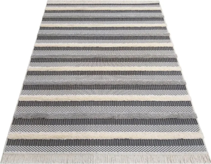 DY Sivý pruhovaný koberec Deli 03 Rozmer: 120x170 cm