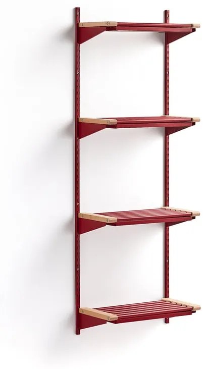 Regál na topánky JEPPE so 4 policami, základná sekcia, 1790x600x310 mm, červená/breza