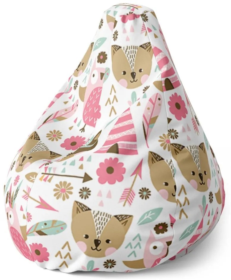 Sedací vak Pear lesné zvieratká, farebná