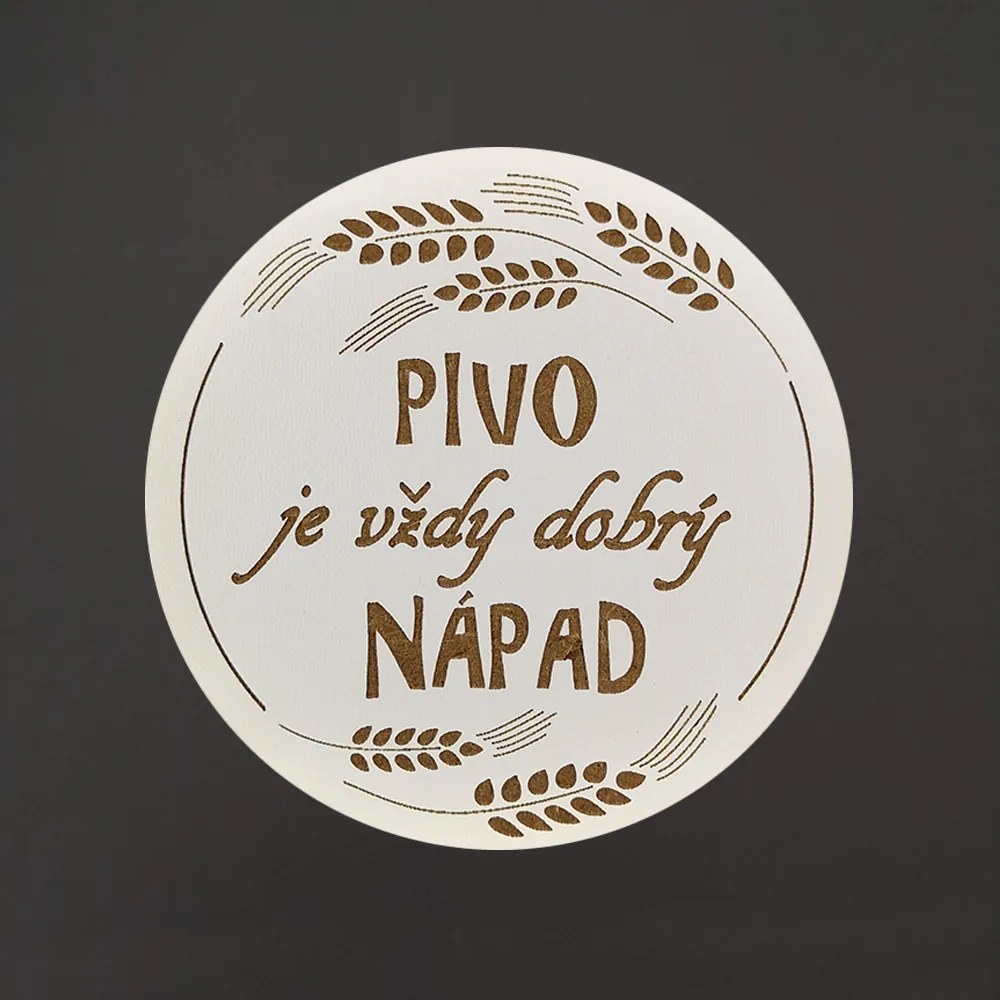 AMADEA Drevený podtácok okrúhly Pivo text 