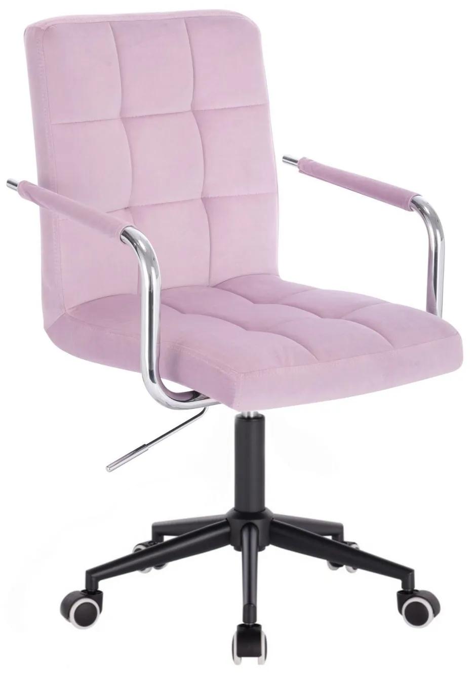 LuxuryForm DESIGN Stolička VERONA VELUR na čiernej podstave s kolieskami - levanduľa