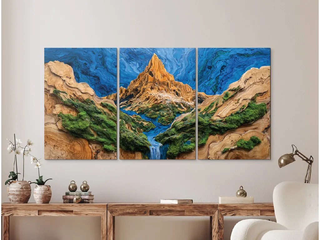 drevko | Trojdielny machový obraz Dotyk života (imitácia) 50 x 101 cm