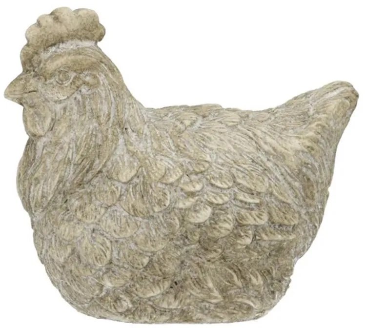 Šedá antik cementová dekorácia sliepky - 19*12*14 cm