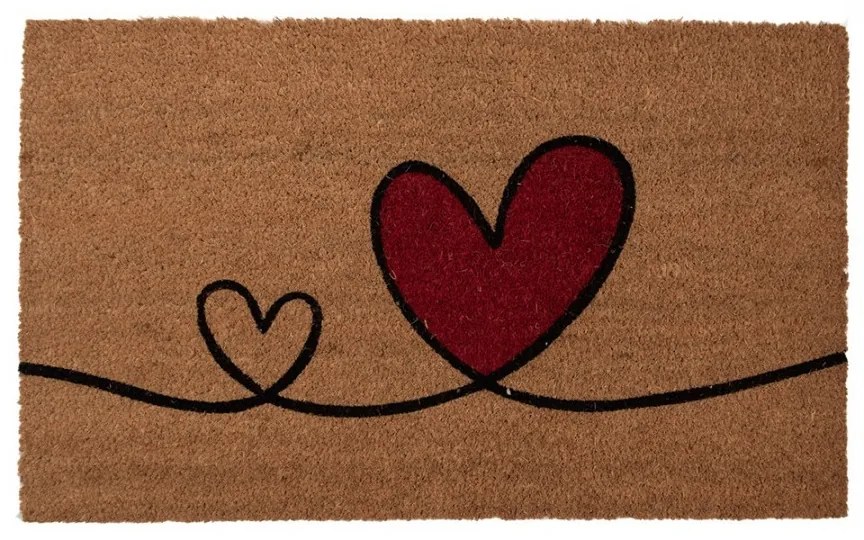 Kokosová rohožka s motívom srdiečka - 75*45*1 cm