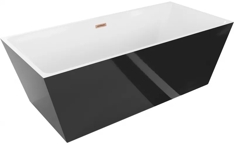 Mexen Lita, voľne stojaca vaňa 170 x 75 cm, biela-čierna, medený prepad, 52121707575-65