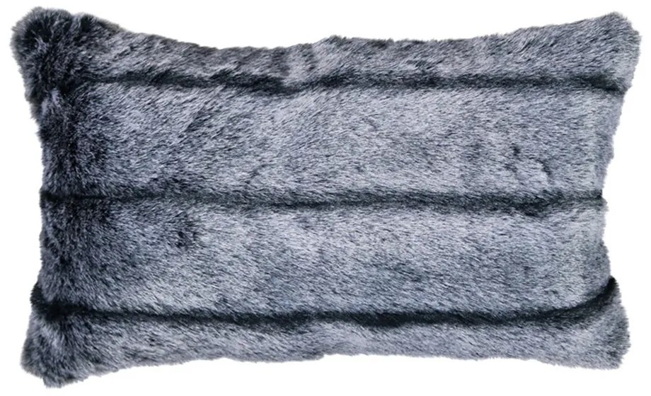 Šedý chlpatý vankúš Tiara s pruhmi - 30 * 50 * 15cm