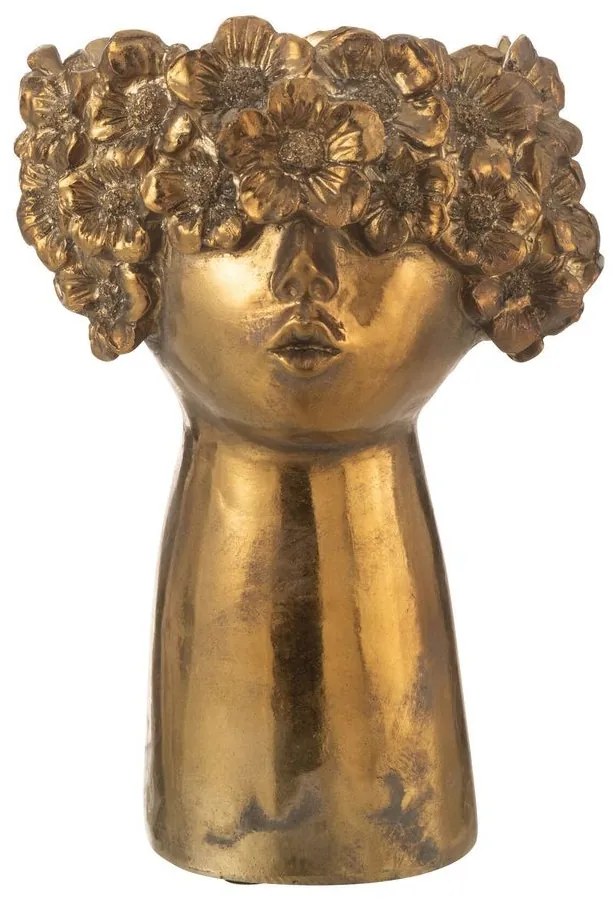 Zlatý antik kvetináč hlava ženy NebuFlower - 18*16*27 cm