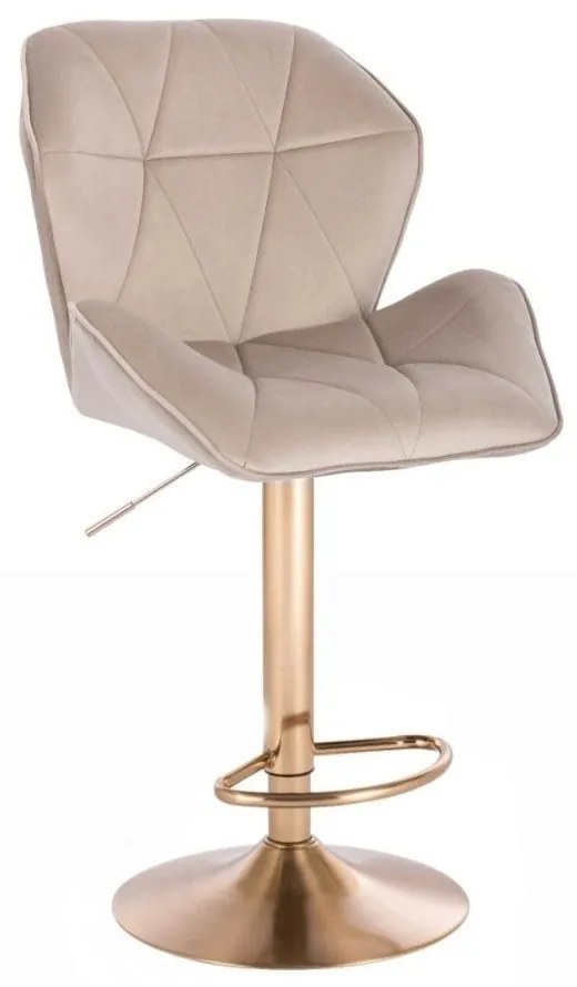 LuxuryForm DESIGN Barová stolička MILANO MAX VELUR na zlatom tanieri - latte