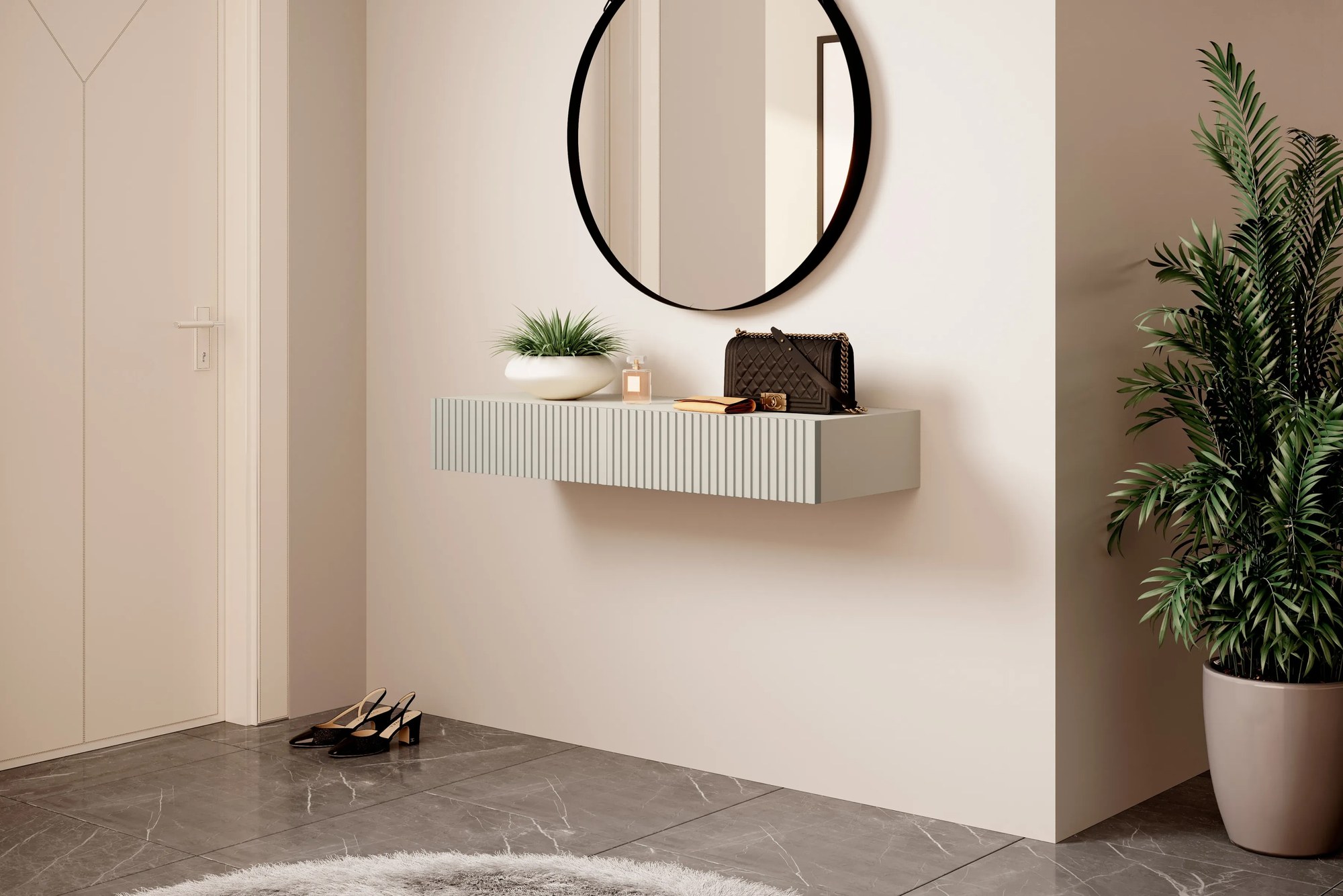 Závesný toaletný stolík Nicole 100 cm so zásuvkami - kašmír mat