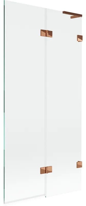 Mexen Lunar L, 2-krídlová vaňová zástena pravá 90 x 150 cm, číre sklo, ružové zlato, 897L-090-100-60-00-P