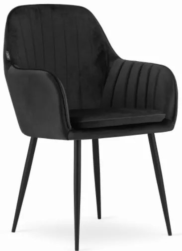 Zamatová jedálenská stolička Warsaw čierna
