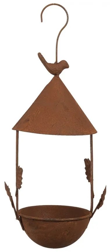 Kovová hrdzavá dekorácia krmítko pre vtáčiky - 15*14*42 cm
